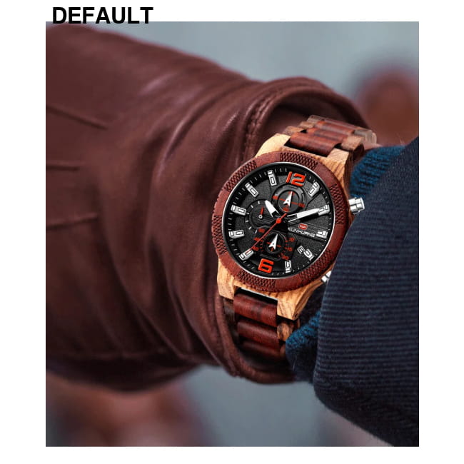 Men’s Wood Watches Luxury Luminous Multi-function Wooden Black yellow Men Sport Best Selling Products