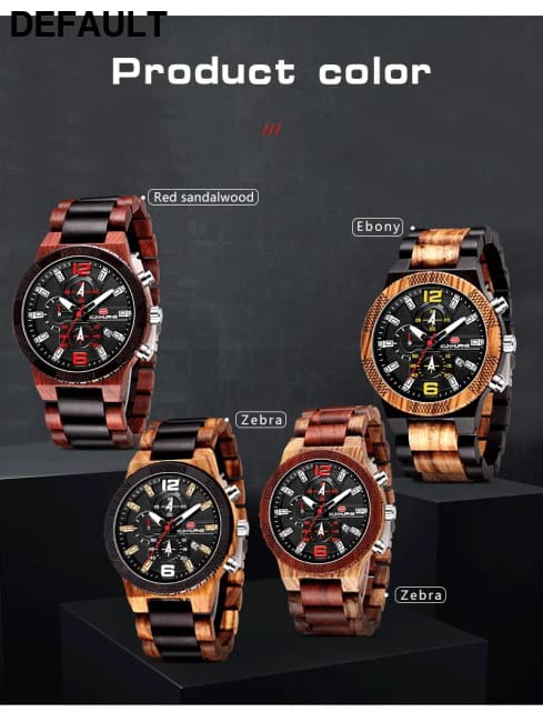 Men’s Wood Watches Luxury Luminous Multi-function Wooden Watch Quartz Retro Men Fashion Sport Timepieces Relogio Black
