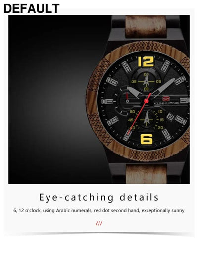 Men’s Wood Watches Luxury Luminous Multi-function Wooden Watch Quartz Retro Men Fashion Sport Timepieces Relogio Black