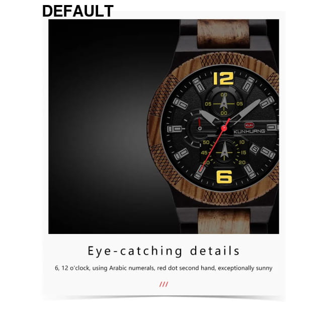 Men’s Wood Watches Luxury Luminous Multi-function Wooden Black yellow Men Sport Best Selling Products