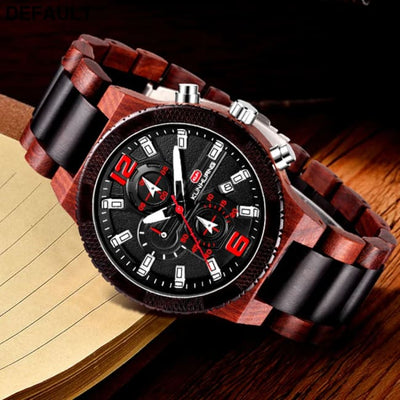 Men’s Wood Watches Luxury Luminous Multi-function Wooden Watch Quartz Retro Men Fashion Sport Timepieces Relogio Black