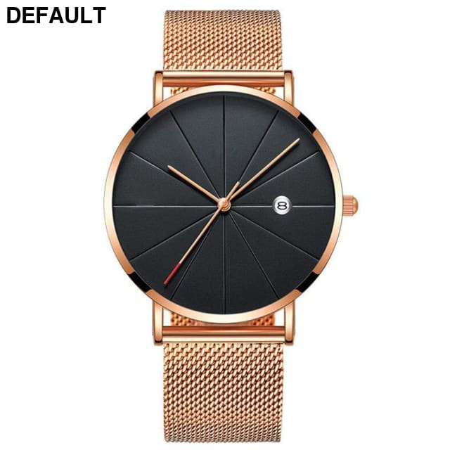 Mesh Band Steel Watch - Classic Men’s Timepiece rose gold black Men Quartz Watches - Best Selling Products