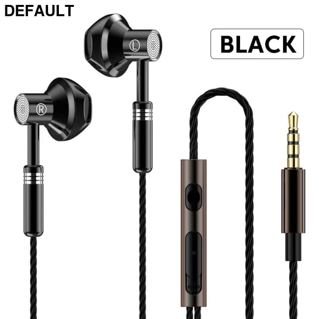 Metal Wired Earphones Sport Running Gaming Music Headphone Black / CHINA Earbuds Headsets