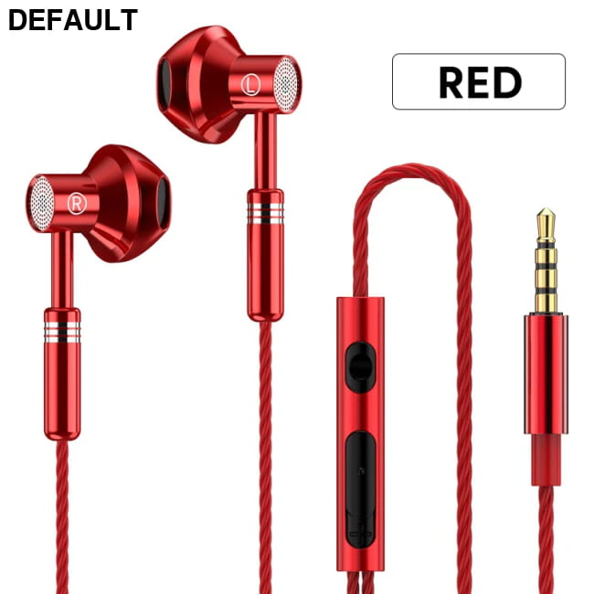 Metal Wired Earphones Sport Running Gaming Music Headphone Red / CHINA Earbuds Headsets