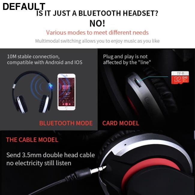 MH7 Wireless Headphones Bluetooth Headset Foldable Stereo Gaming Earphones With Microphone Support TF Card For IPad