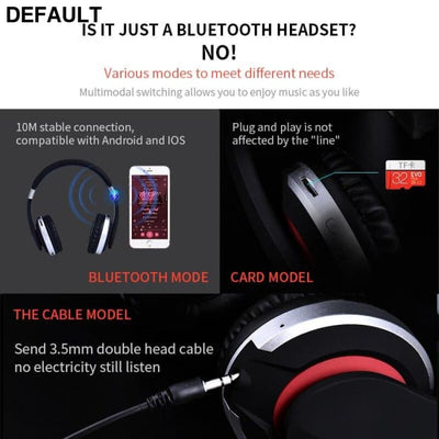 MH7 Wireless Headphones Bluetooth Headset Foldable Stereo Gaming Earphones With Microphone Support TF Card For IPad