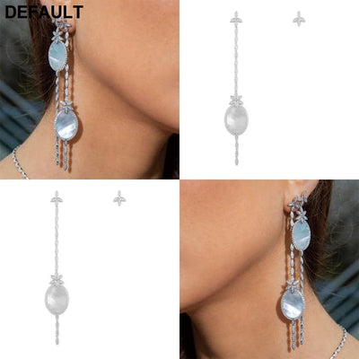 MINA BEAR 1: 1 New Fashion Charm Black And White Zircon Dragon Tail Earrings Luxury Jewelry Gift For Monaco Women