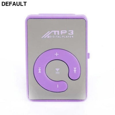 Mini MP3 Player Mirror Clip USB Digital Support 8GB SD TF Card Without Charger Purple MP3/MP4/MP5 Players Best Selling