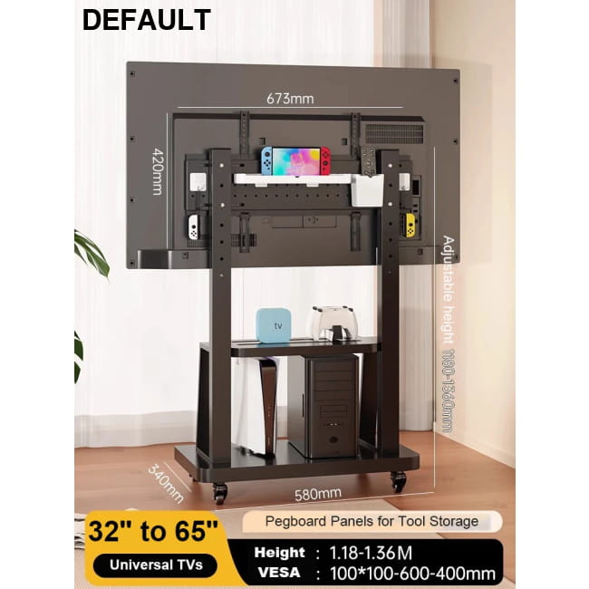 Mobile TV Stand for 32-86” TVs,Tilt Cart Holds up to 220 Chocolate Home Stands & Monitor Mounts