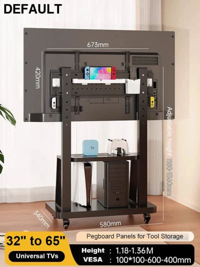 Mobile TV Stand for 32-86” TVs,Tilt Cart Holds up to 220 Lbs Portable with Storage Shelf Rolling Floor VESA 700x500mm