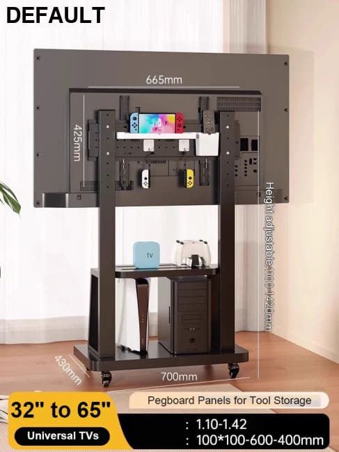 Mobile TV Stand for 32-86” TVs,Tilt Cart Holds up to 220 Lbs Portable with Storage Shelf Rolling Floor VESA 700x500mm