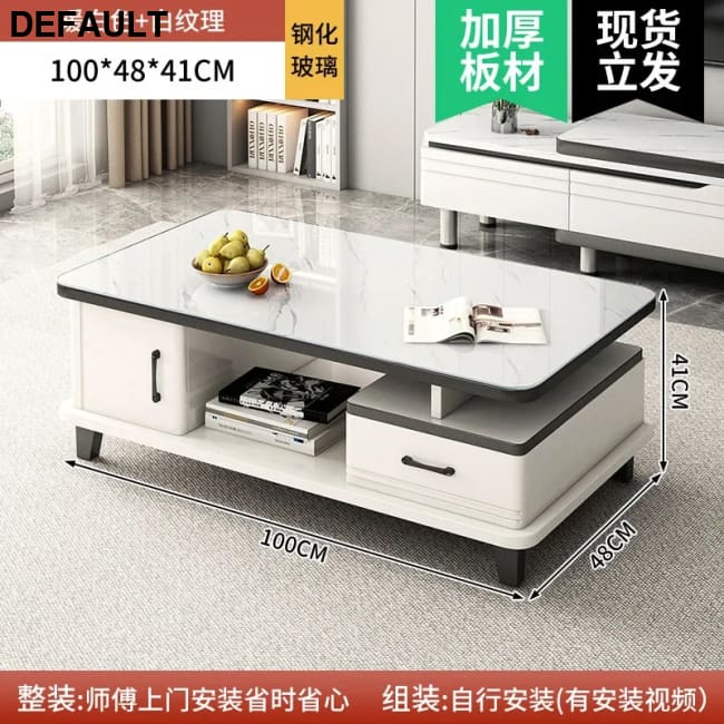 Modern LED TV Stand for Televisions Up Coffee Table Glass Shelves and Drawer Gaming Entertainment Center with Multiple
