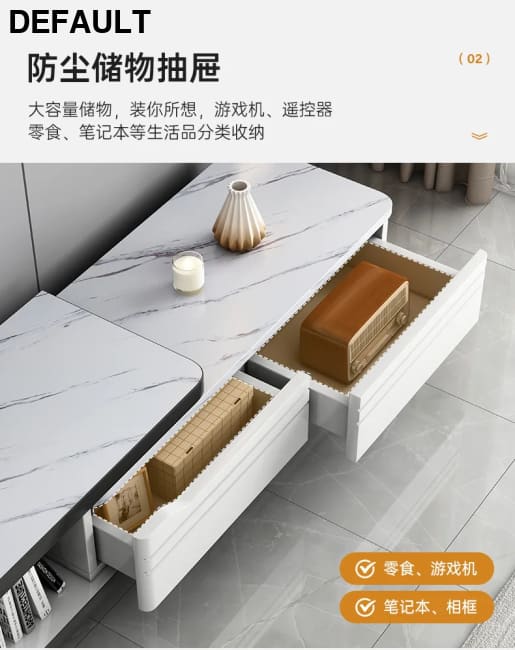 Modern LED TV Stand for Televisions Up Coffee Table Glass Shelves and Drawer Gaming Entertainment Center with Multiple