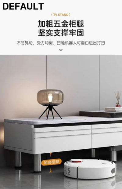 Modern LED TV Stand for Televisions Up Coffee Table Glass Shelves and Drawer Gaming Entertainment Center with Multiple