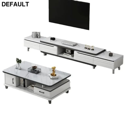 Modern LED TV Stand for Televisions Up Coffee Table Glass Shelves and Drawer Gaming Entertainment Center with Multiple