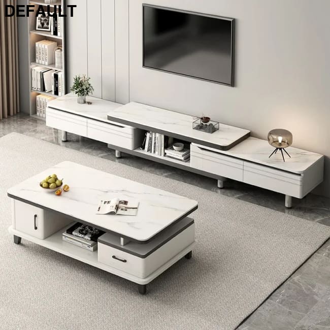 Modern LED TV Stand for Televisions Up Coffee Table Glass Shelves and Drawer Gaming Entertainment Center with Multiple