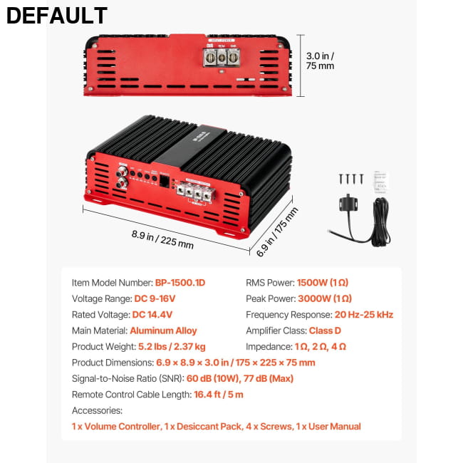 Monoblock Car Amplifier 1500W RMS MAX 1/2/4 Ohm Stable, Best Selling Products