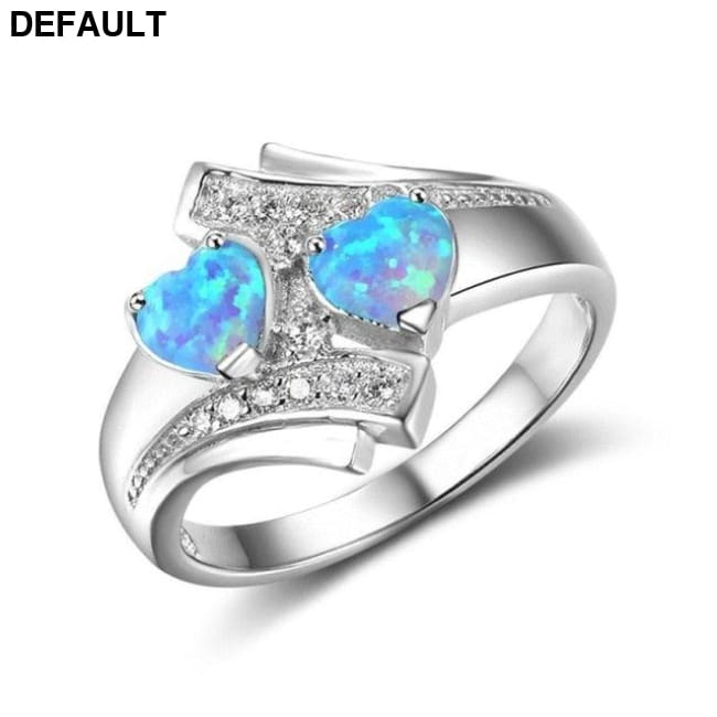 Moonstone Blue Heart Fire Opal Ring 5 / Sterling Silver Rings