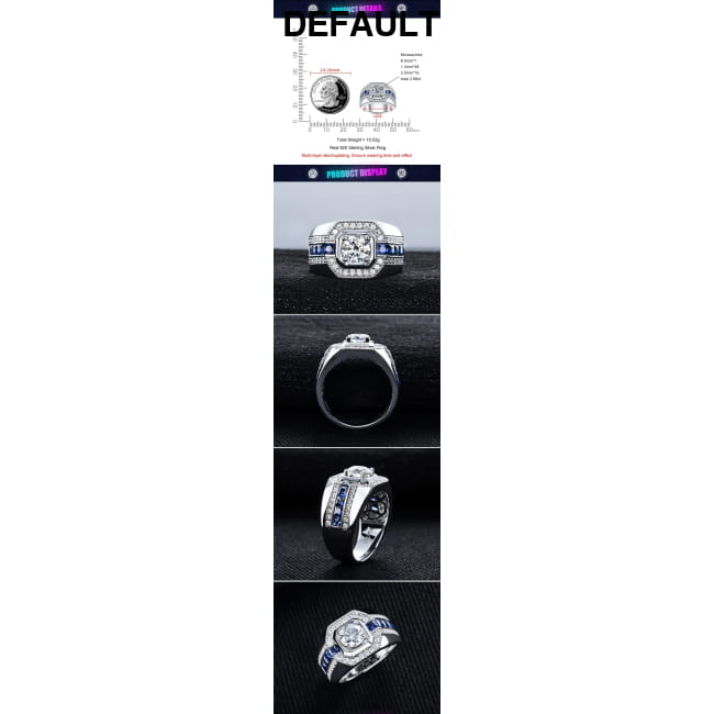 MossanRappr 1ct VVS1 Moissanite Men’ s Diamond Ring 925 Men Rings Best Selling Products