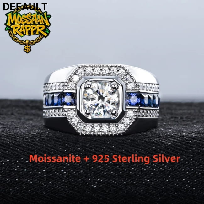 MossanRappr 1ct VVS1 Moissanite Men’ s Diamond Ring 925 Men Rings Best Selling Products