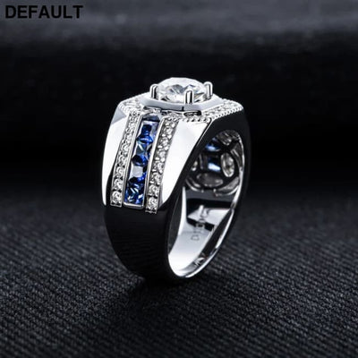 MossanRappr 1ct VVS1 Moissanite Men’ s Diamond Ring 925 Sterling Silver D Color Hip Hop Rings Iced out Fashion Jewelry