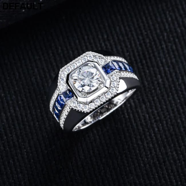 MossanRappr 1ct VVS1 Moissanite Men’ s Diamond Ring 925 Sterling Silver D Color Hip Hop Rings Iced out Fashion Jewelry