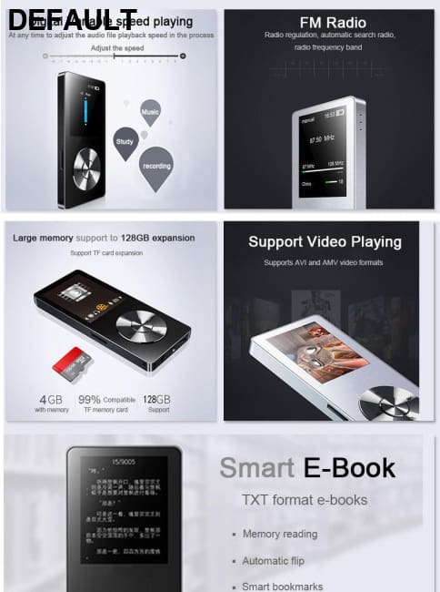 MP3 player lossless HiFi Music with High Quality Sound out Speaker E-book FM radio Clock MP3/MP4/MP5 Players Best