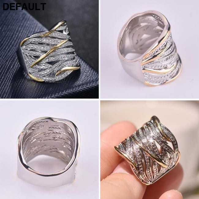 Multi-layer Gold Two-tone Ring High Quality Simulation Sterling Silver Rings