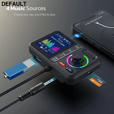 Multifunctional Wireless FM Transmitter with Big Color Screen 2.4A QC3.0 Dual USB Fast Charging Car AUX Adapter MP3