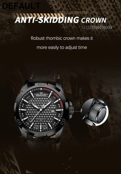 NAVIFORCE Brand Men Fashion Quartz Watches Male Leather Strap Sport Waterproof Wristwatches CalendarClock Relogio
