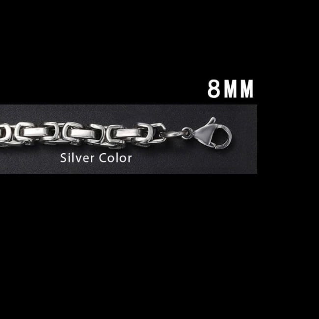 Necklace Chains Black Silver Gold Byzantine Box Link Color / 8mm Wide / 60cm Men Necklaces