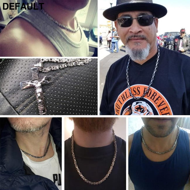 Necklace Chains Black Silver Gold Byzantine Box Link Men Necklaces