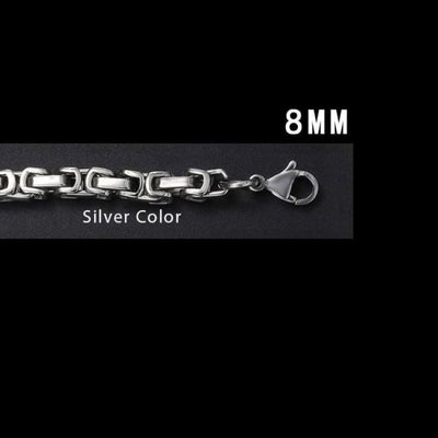 Necklace Chains Black Silver Gold Byzantine Box Link Stainless Steel Chain Neckalaces for Men Color / 8mm Wide / 60cm