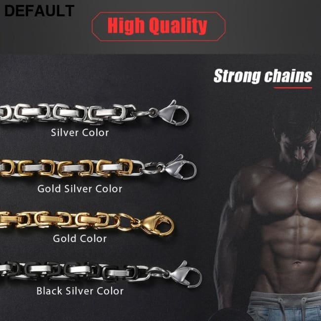 Necklace Chains Black Silver Gold Byzantine Box Link Stainless Steel Chain Neckalaces for Men Necklaces Sterling