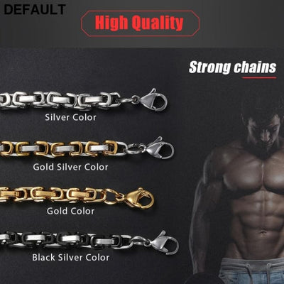 Necklace Chains Black Silver Gold Byzantine Box Link Stainless Steel Chain Neckalaces for Men Necklaces Sterling