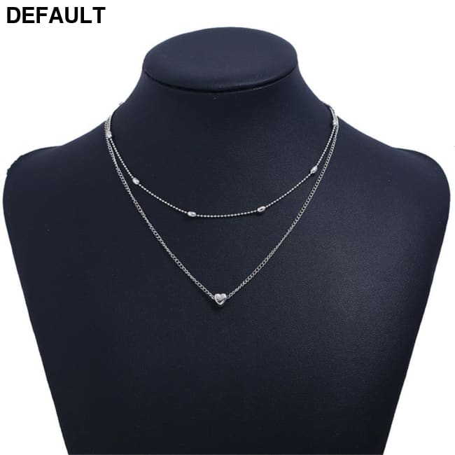 Necklace for Women Heart shape Double Chain Gold Sliver Jewelry Necklaces Ladies Gift Valentine Day Present Sterling