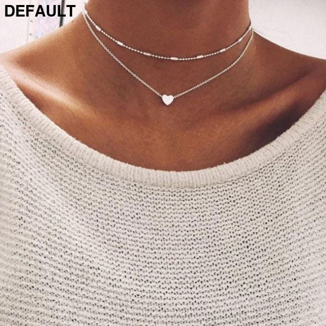 Necklace for Women Heart shape Double Chain Gold Sliver Jewelry Necklaces Ladies Gift Valentine Day Present Sterling