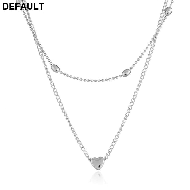 Necklace for Women Heart shape Double Chain Gold Sliver Jewelry Necklaces Ladies Gift Valentine Day Present Sterling