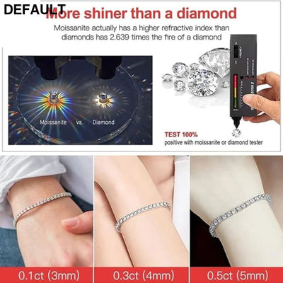 New 3mm Moisssanite Tennis Bracelet Original 925 Sterling Silver Jewelry Diamond Chain for Women & Men Bracelets