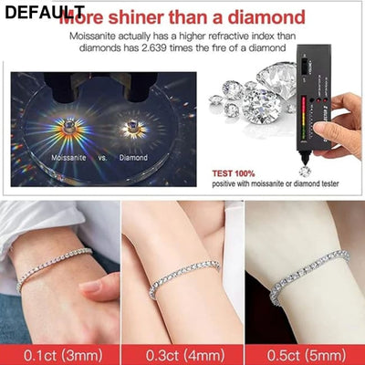 New 3mm Moisssanite Tennis Bracelet Original 925 Sterling Silver Jewelry Diamond Chain for Women & Men Bracelets