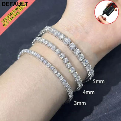 New 3mm Moisssanite Tennis Bracelet Original 925 Sterling Silver Jewelry Diamond Chain for Women & Men Bracelets