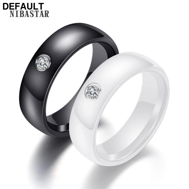 New Arrival Black White Colorful Ring Ceramic Sterling Silver Rings