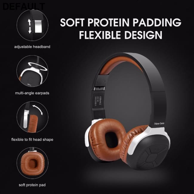 New Bee Wireless Bluetooth Headphone Stereo Portable Folder Headset Earphone with Sport App Microphone NFC for Phone