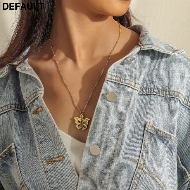 New diamond butterfly heart necklace for women openable Sterling Silver Necklaces Jewelry