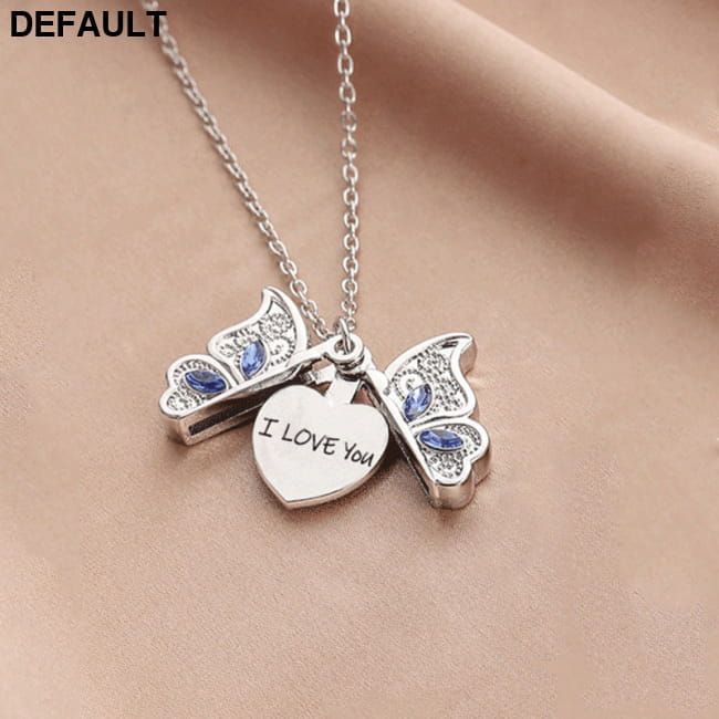 New diamond butterfly heart necklace for women openable Silver （I love You)） Sterling Necklaces Jewelry