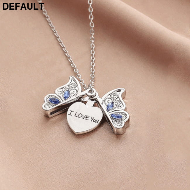 New diamond butterfly heart necklace for women openable Silver (I love You)) Sterling Necklaces Jewelry