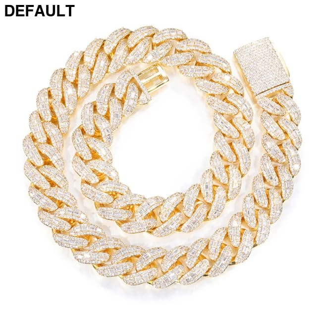 New Iced Out Square Cut Cuban Link Chain 18K Gold Plated Hip Hop Necklace for Men 18mm/20mm/25mm Fully CZ Diamond Bling