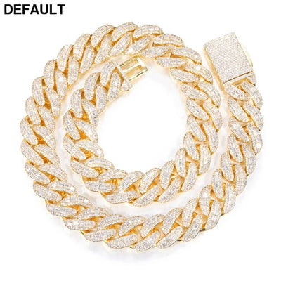 New Iced Out Square Cut Cuban Link Chain 18K Gold Plated Hip Hop Necklace for Men 18mm/20mm/25mm Fully CZ Diamond Bling
