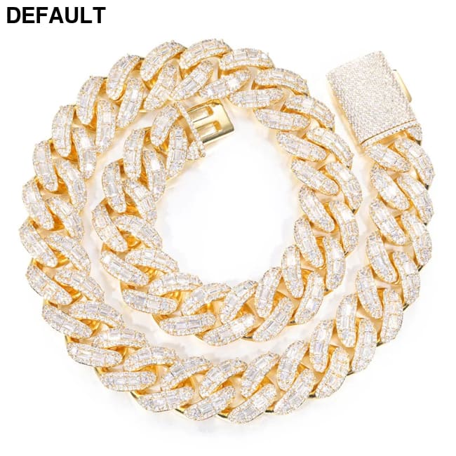 New Iced Out Square Cut Cuban Link Chain 18K Gold Plated Hip Hop Necklace for Men 18mm/20mm/25mm Fully CZ Diamond Bling