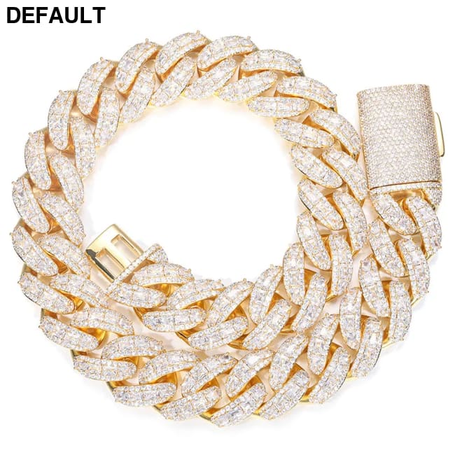 New Iced Out Square Cut Cuban Link Chain 18K Gold Plated Hip Hop Necklace for Men 18mm/20mm/25mm Fully CZ Diamond Bling